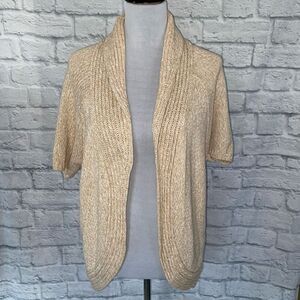 Express women L open front short sleeve knit cardigan  beige